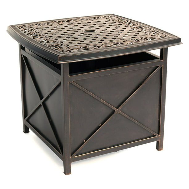 Outdoor Patio Cast Top Side Table, Umbrella Stand Side Table Base
