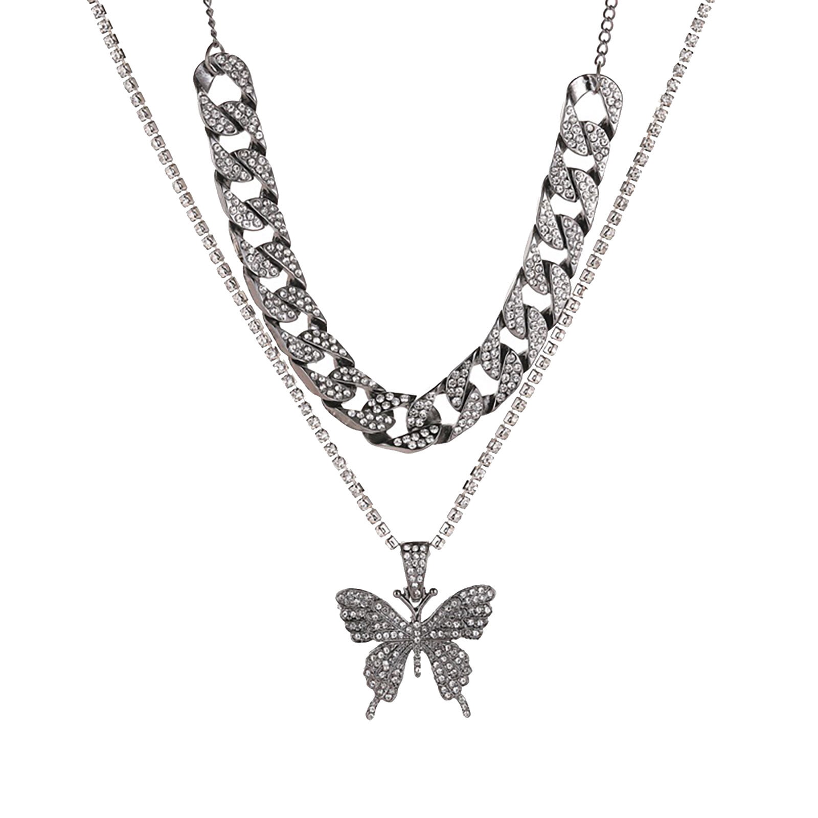 YZHM Full Diamond Thick Chain Necklace 