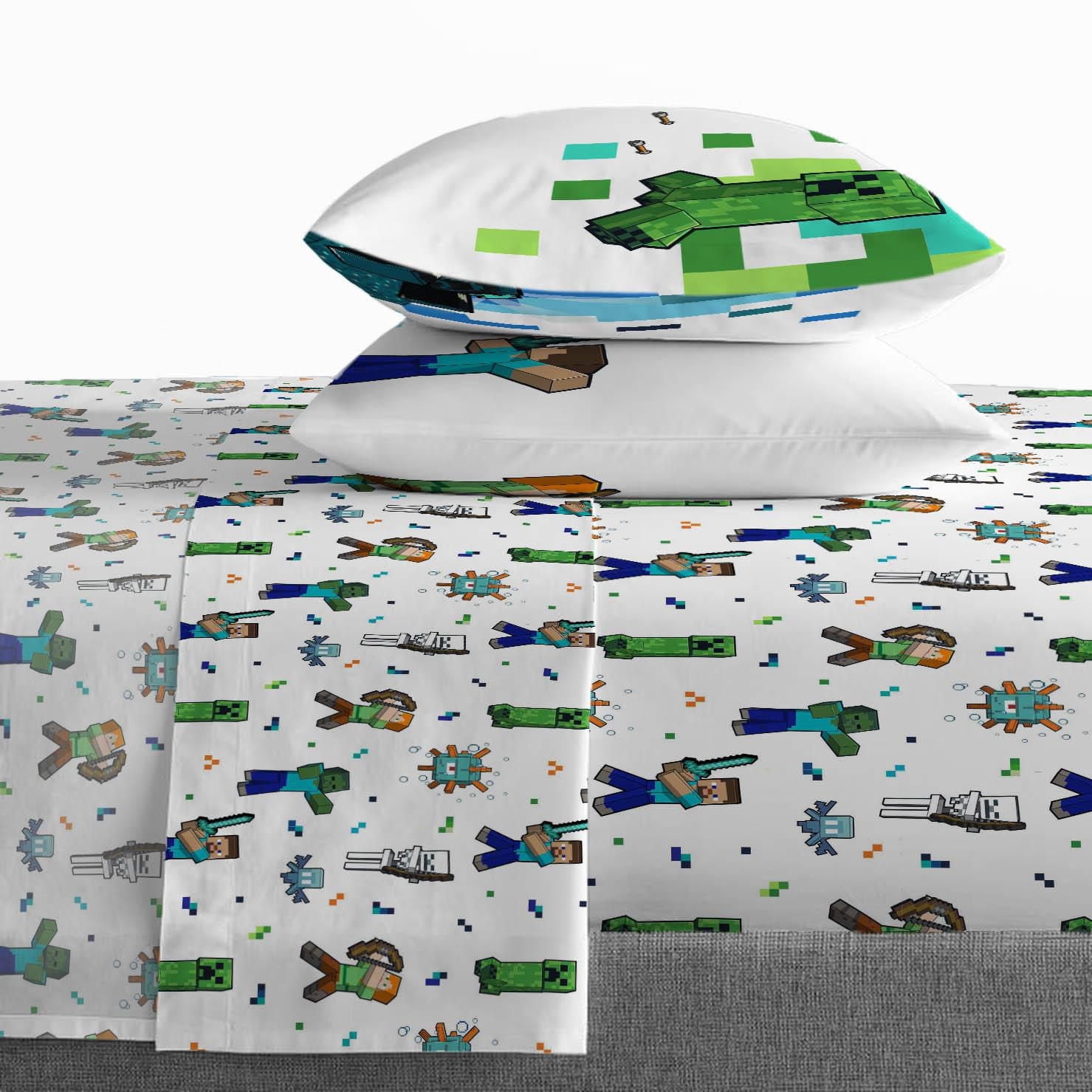 Minecraft Kids' 4-Piece Full Sheet Set, 100% Polyester, Full (Double)