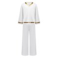 thumbnail image 5 of Aislor Boys Praise Dance Outfits Liturgical Worship Pullover Top with Wide Leg Pants Bottom for Themed Party White 12, 5 of 7