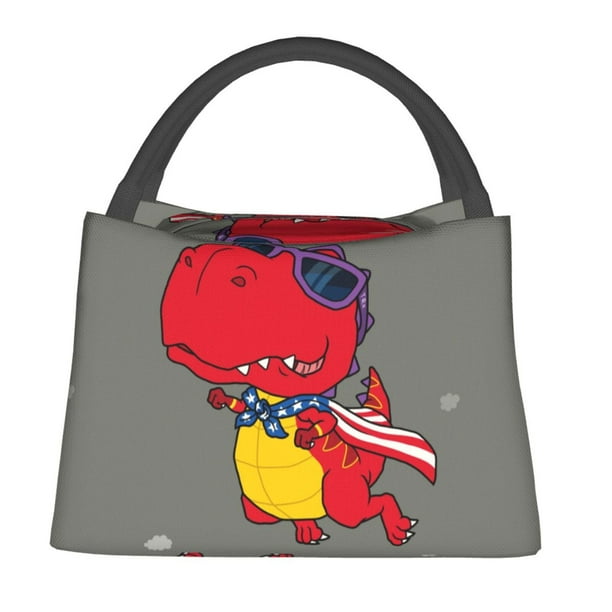 Fotbe Dinosaur Super Hero Cartoon Bolsa Térmica Portátil con Estampado, Bolsa de Entrega de Alimentos Aislada, Bolsa Reutilizable de Gran Capacidad para Comidas y Supermercado