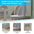 thumbnail image 4 of BizChair Modern Kids Faux Shearling Padded Armless Accent Chair with Beechwood Legs, Gray, 4 of 10