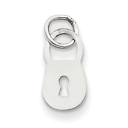 Gold Polished Lock Charm - 14k White Gold Polished Lock Charm