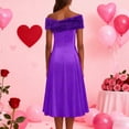 thumbnail image 5 of VEKDONE Women Velvet Tube Dress with Removable Shawl A-Line Swing Cocktail Dresses Formal Wedding Guest Prom Party Midi Dress Purple L, 5 of 7