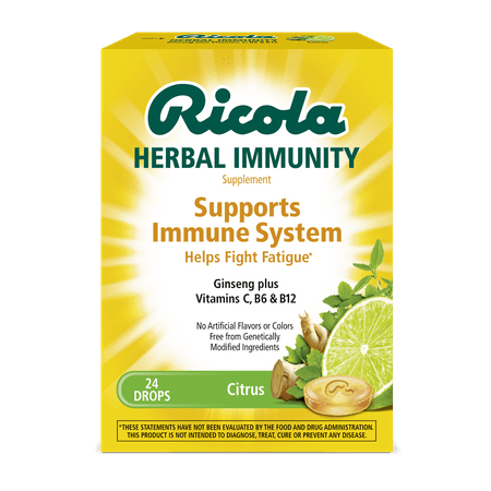 Ricola Herbal Immunity Supplement Citrus Lozenges, 24 Count
