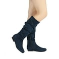 thumbnail image 4 of Dream Pairs Womens Wide Calf Faux Fur Slouchy Low Heel Side Zip Knee High Boots Blvd-W Wide/Calf/Dark/Blue Size 7, 4 of 5