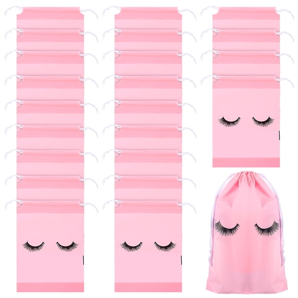 Bolsas de maquillaje de diseño de pestañas de 50 unids bolsas de maquillaje de viaje con bolsa de aseo con cordón