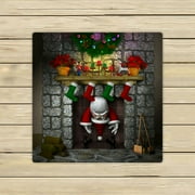 ECZJNT cartoon depicting Santa Claus fireplace Beach Bath Towels Shower Towel For Home Outdoor Travel 13x13 Inch