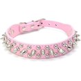 thumbnail image 1 of Leather Dog Collars Heavy Duty Spiked Collars for Puppies Adjustable Dog Collar Pink, 1 of 5