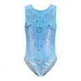 thumbnail image 5 of Gymnastics Leotards for Girls with Shorts Sparkly Sleeveless Ballet Dance Unitards Print 3Pc Athletic Tumbling Outfits, Blue, 5-6Y, 5 of 6