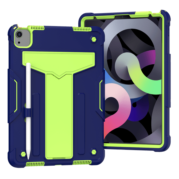 Allytech iPad Air 5 Case,iPad Air 4 Case,Rugged Heavy Duty Protective Build in Kickstand Feature Kids Friendly Anti-scratch Drop Proof Case Cover for Apple iPad Air 5th 4th Gen 10.9", Navyblue/Olivine