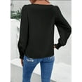 thumbnail image 5 of Long Sleeve Tops for Women Sweatshirts For Women Crewneck Puff Sleeve Tops Lightweight Sweaters Womens Tops Black M, 5 of 5
