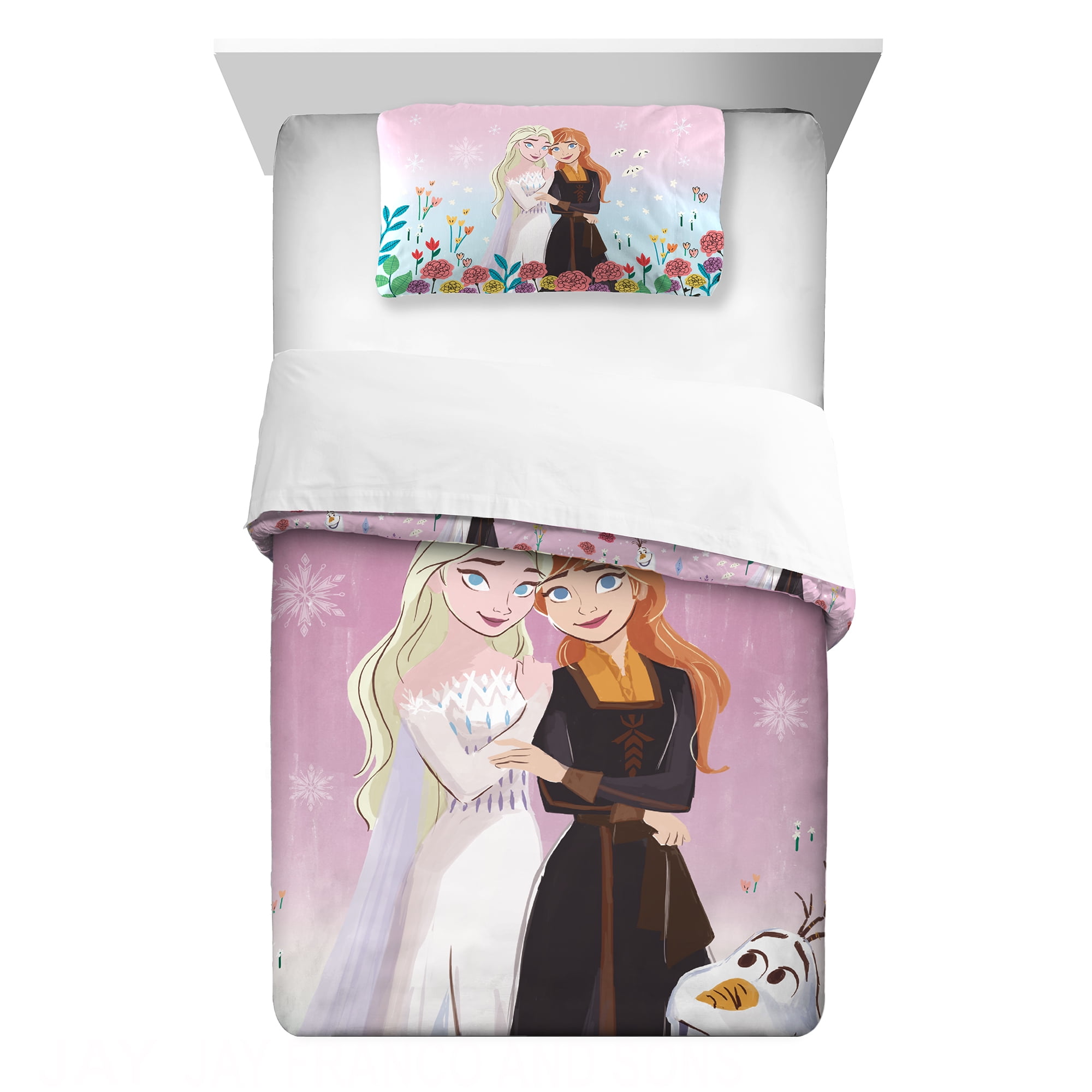 Disney Frozen Kids Comforter and Pillowcase, 2-Piece Set, Twin/Full, Reversible