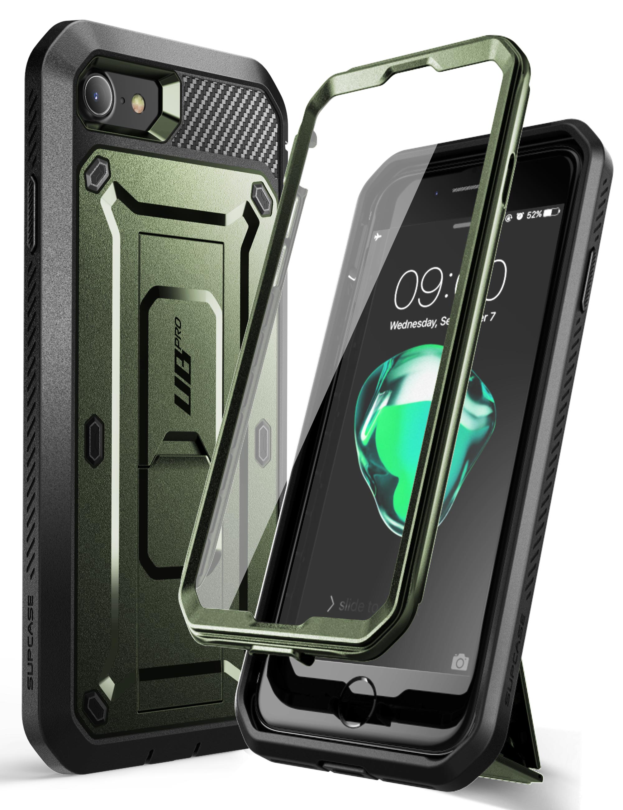 SupCase Unicorn Beetle Pro Series Case Designed for iPhone SE (2022/2020) / iPhone 7 / iPhone 8, Built-in Screen Protector Full-Body Rugged Holster & Kickstand Case (Guldan)