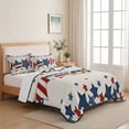 thumbnail image 5 of Queen Quilt Set 90''x96'', 4th of July Lightweight Bedspread Coverlet Set with 2 Pillow Shams, Patriotic Blue Red Star Independence Day Breathable All Season Quilt Bedding for Bedroom/Guest Room, 5 of 9