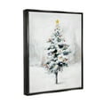 thumbnail image 3 of Snowy Christmas Tree Landscape Holiday Graphic Art Jet Black Framed Art Print Wall Art, 3 of 6