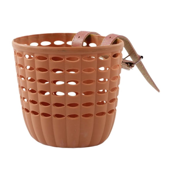 Cesta de bicicleta para niños, accesorio pequeño con correas ajustables, decorativa para niños. Marrón