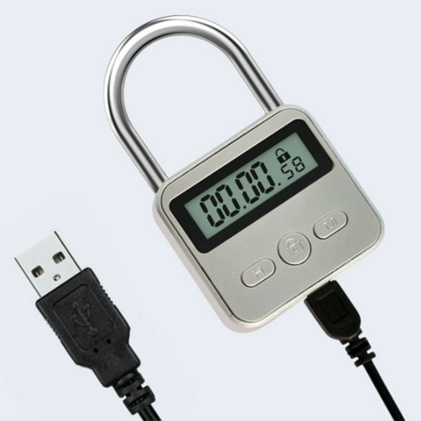 Metal Timer Lock Display Multi-Function Electronic 99 Hours Max Timing USB Rechargeable Timer Padlock,Black - Walmart.com