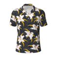 thumbnail image 2 of Daiia Lilies Flowers Pattern Men’s Polo Shirts,Solid Deck Shirt,Classic Fit, Breathable Cotton Polo for Casual and Sport Wear-4X-Large, 2 of 7