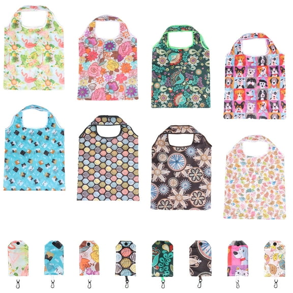 8 Pcs Reusable Grocery Bag Lightweight Polyester Reusable Shopping Bag Foldable Grocery Tote for Kitchen Outdoor Picnic Traveling