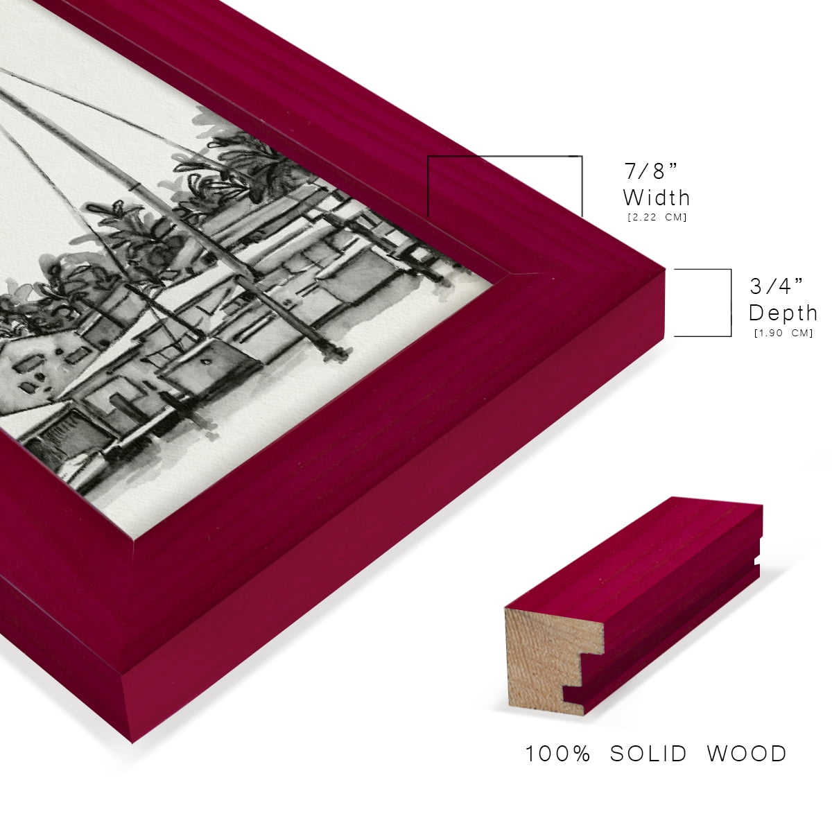 Neutral Tropics III - Framed Print w/glass - Cherry Red