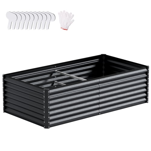 Jardin Surélevé Noir, Support de Jardinière Galvanisée pour l'Extérieur, Jardinière Galvanisée 8 X 4 X 2 Pi, Jardinière hors Terre d'Extérieur Très Grande, Ensembles de Bacs de Jardin pour Légumes et Fleurs