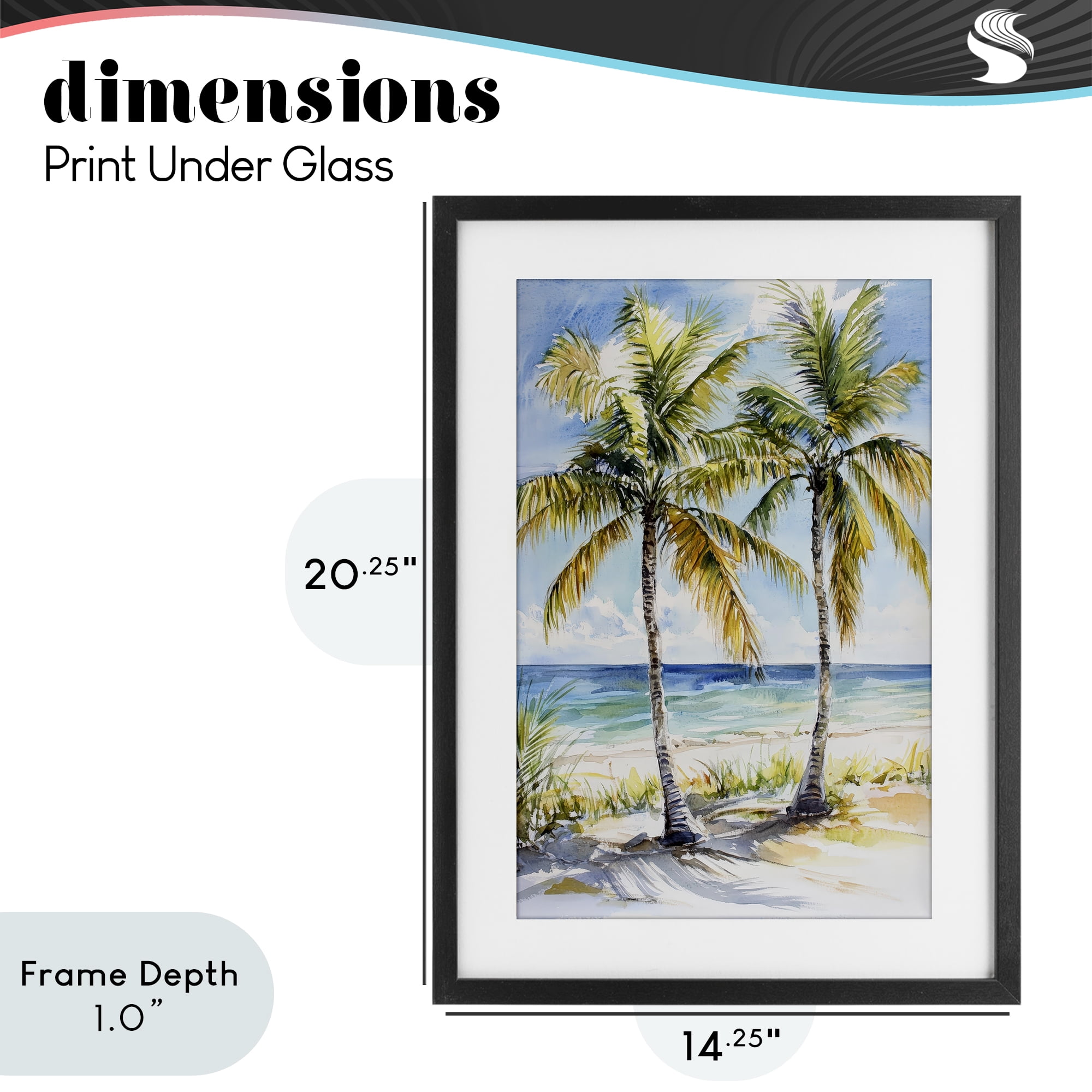 Stupell Industries Sandy Palms Duo Ocean View Black Framed Print Under Glass, design by Petal Prints Design