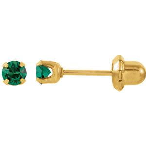 - 24K Gold-Washed Stainless Steel Imitation Emerald Inverness Piercing Earrings
