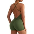 thumbnail image 1 of Women Backless Tummy Control Jumpsuits High Waist Workout Jumpsuits Sleeveless V Back Scrunch Yoga Rompers, 1 of 8