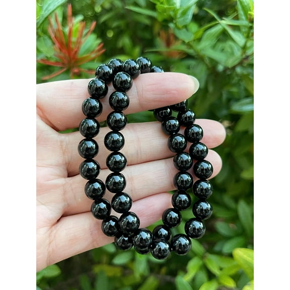 Black Onyx Crystal Bead Bracelet 8mm, Wholesale Genuine Black Onyx Stretch Gemstone Bracelet, Gift for Men & Women (1)