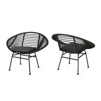 Noble House Emiliano Indoor Woven Faux Rattan Chairs with Cushions, Set of 2, Gray and Dark Gray Finish