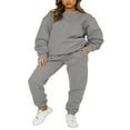 thumbnail image 1 of Femmes Sweat-Shirt Ensemble Manches Longues Col Rond Pantalons de Survêtement Ensemble Solide Activewear Set, 1 of 5