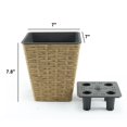 thumbnail image 4 of CoSoTower 2-Pack Smart Self-Watering Square Planter for Indoor and Outdoor - Hand Woven Wicker - Brown, 4 of 7