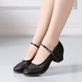 thumbnail image 2 of Puntoco Women'S Latin Dance Shoes Low Heels Ballroom Dance Shoes Ballet Flat Mary Jane Shoes Black 8.5(41), 2 of 9