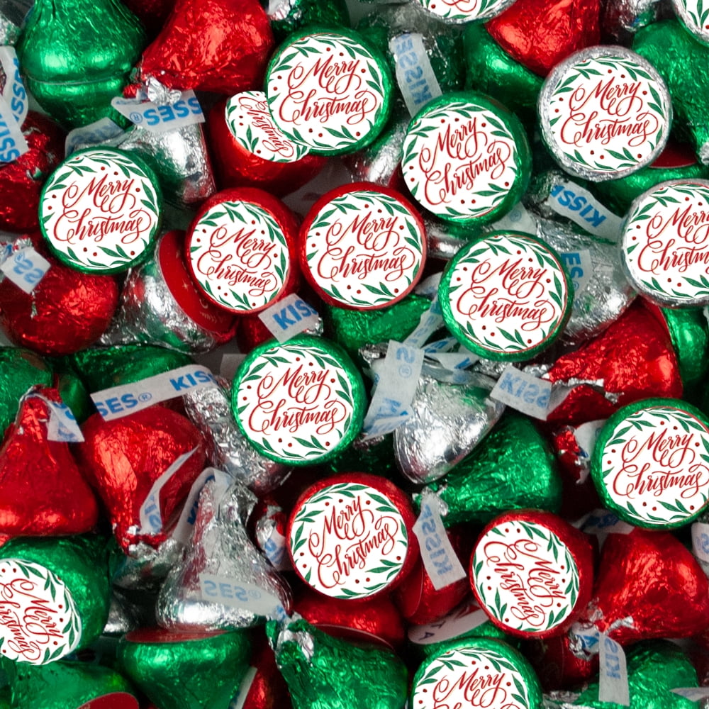 Christmas Candy Hershey's Kisses with Stickers (Choose Between 100 or