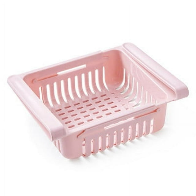 Nvzi Boîte de Rangement Rétractable pour Réfrigérateur Boîte de Conservation des Aliments Triage Étagère de Réfrigérateur Boîte de Rangement en Plastique pour Étagères de Réfrigérateur Moins de 0,5 Pouces - Rose Clair
