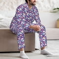 thumbnail image 7 of Naloa blue flower Skull colorful Men’s Pajamas Set - Long Sleeve Button Down Sleep Shirt and Pajama Bottoms Sleepwear Set-Large, 7 of 7