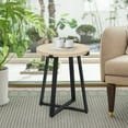 thumbnail image 2 of Abble 19in Indoor Round Manufactured Wood Bedroom Side Table Living Room Furniture Accent End Table, Oak, 2 of 5
