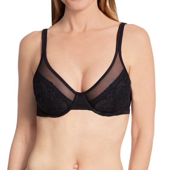 Women's Bali DF3386 One Smooth U Lace Minimizer Underwire Bra (Black 42D)