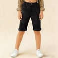thumbnail image 4 of BRGZLK Girls' High-Waisted Solid Rolled-Cuff Half Pants Multi-Color Lightweight Linen Casual Trousers, 4 of 7