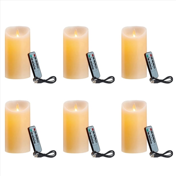 6X Velas LED, Velas Parpadeantes Sin Llama, Velas Recargables, Velas de Real Con Control Remoto, 10 cm A