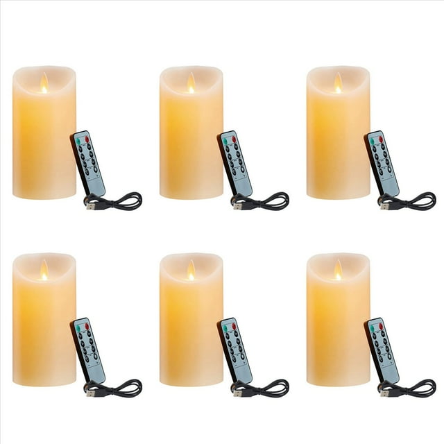 6X Velas LED, Velas Parpadeantes Sin Llama, Velas Recargables, Velas de Real Con Control Remoto, 10 cm A