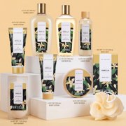 Spa Luxetique Gift Sets for Women - Vanilla Bath and Body Gift Baskets, 10 Pcs Birthday Gift Idea for Mom with Tote Bag, Relaxing Spa Kits