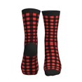 thumbnail image 2 of Women's Men's Red Black Buffalo Check Plaid Pattern Colorful Novelty Pattern Crew Athletic Socks, 2 of 7