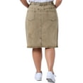 thumbnail image 4 of DARING DIVA Women's Plus Denim Elastic Waist Back Vent Jeans Skirts 1X Khaki, 4 of 6