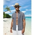 thumbnail image 6 of Youclos Short Sleeve Linen Shirts for Men Casual Button Down Hawaiian Shirt, 6 of 7