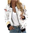 thumbnail image 2 of Womens Lightweight Bomber Jackets Trendy Casual Long Sleeve Zip up Windbreaker Plus Size Loose Print Fall Fashion Work Jackets Coat with Pockets Plus Size White L, 2 of 5