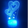 thumbnail image 3 of YSITIAN 3D Love Heart Night Light Lamp Illusion 7 Color Changing Touch Switch Table Desk Decoration Lamps Gift with Acrylic Flat ABS Base USB Cable Toy E1116-64, 3 of 5