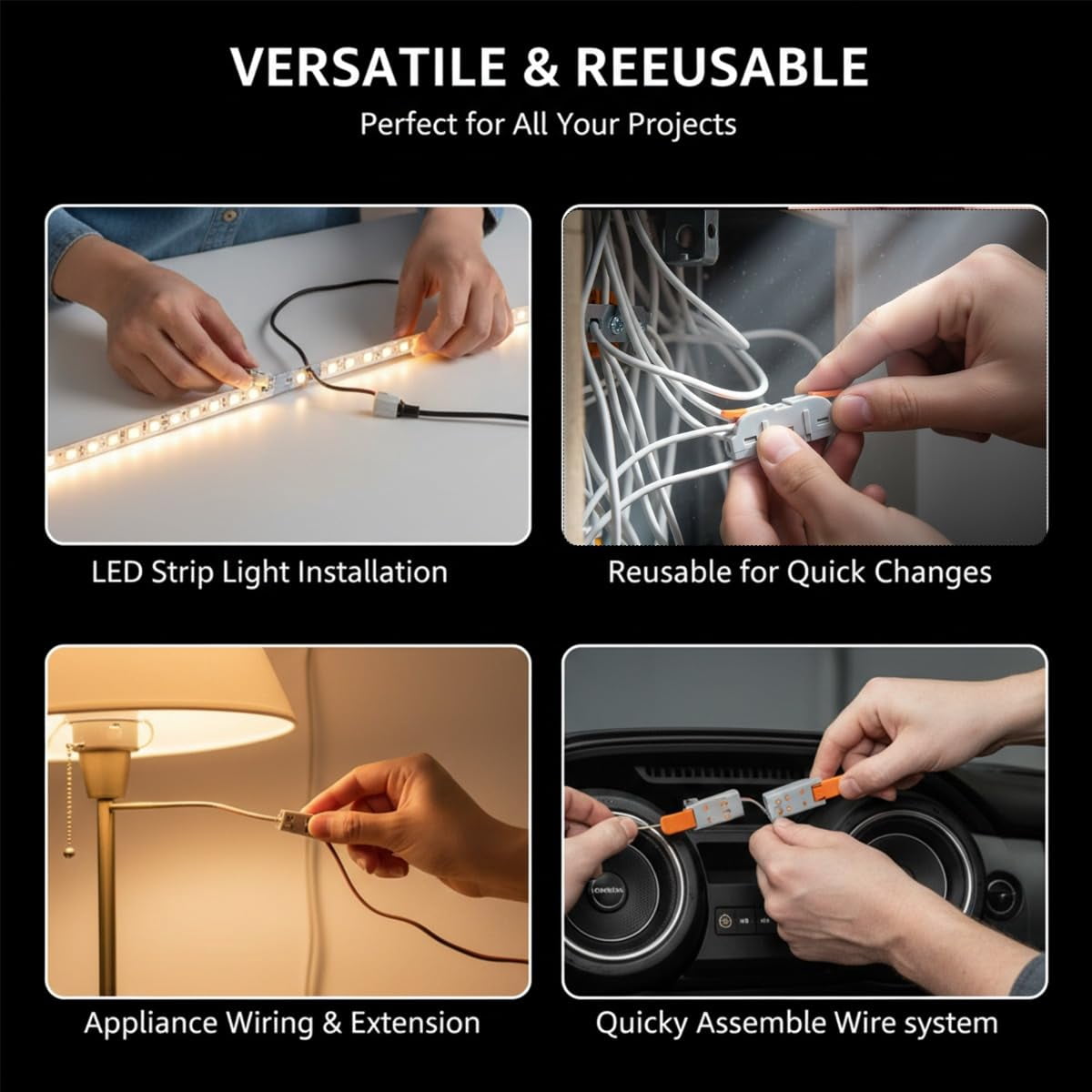 2026 Upgrade Universal Quick Lever Electrical Wire Connectors 12-24AWG Push-in Terminals for Home Wiring