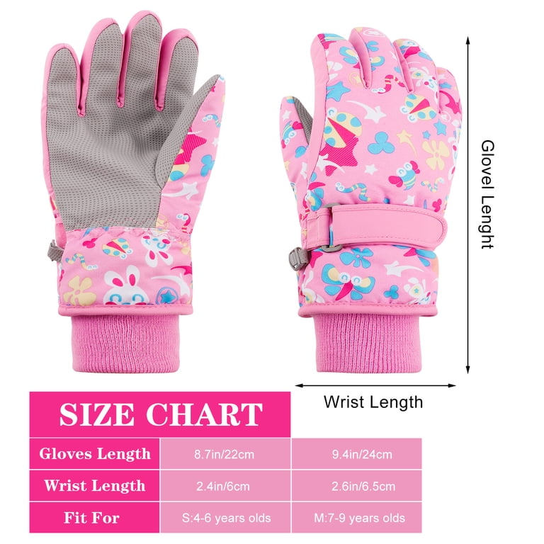 Springcorner Kids Snow Ski Gloves, Waterproof, Pink photo 2